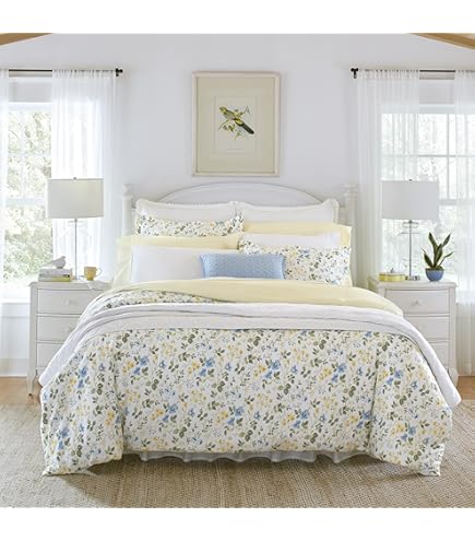 Amazon.com: Laura Ashley - Twin Duvet Cover Set, Reversible Cotton